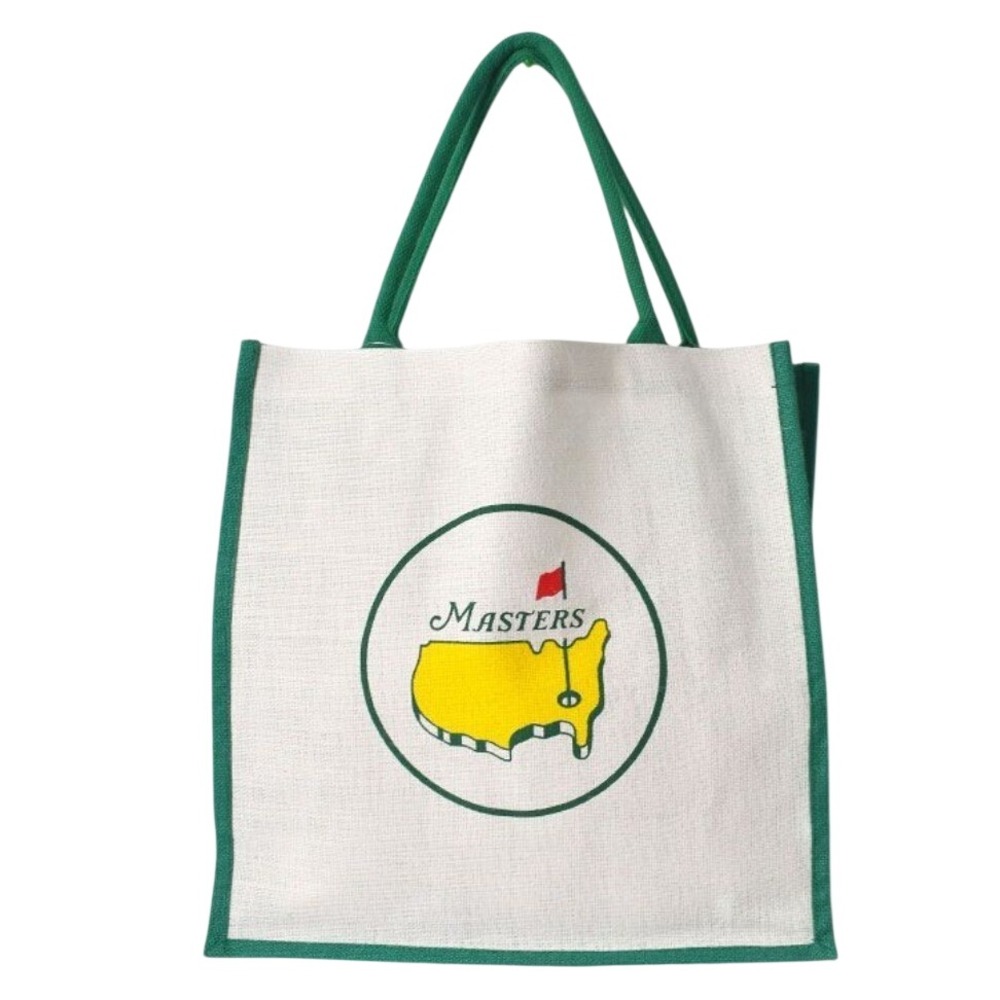 Masters Tournament Augusta National Golf Jute Tote Bag Green White Logo Shopper